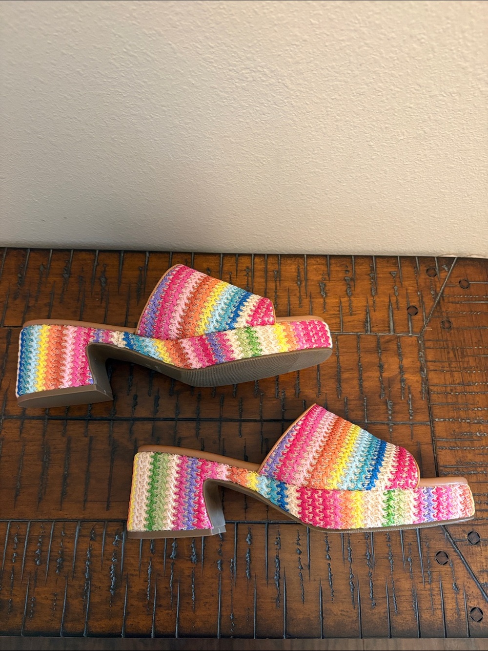 Sophia Taylor Rainbow Multicolor Stripe Slide Sandals - Size 10 - Picture 5 of 7